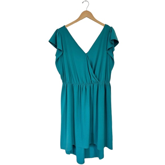 Ava & Viv Laguna Teal Faux Wrap Hi Lo Dress Knit Elastic Waist Size 1X - Picture 11 of 15